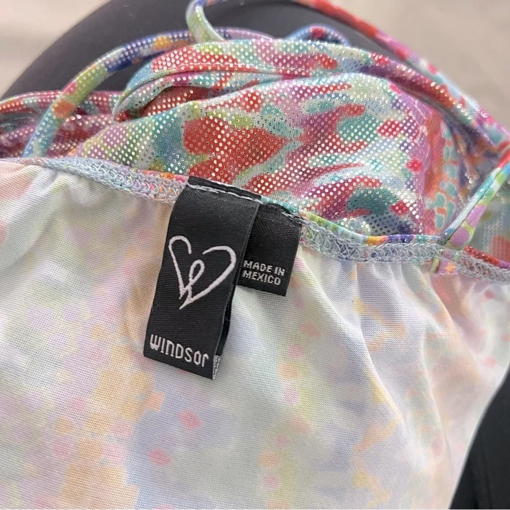 Windsor Iridescent Rainbow Halter Crop Top Festival Rave Y2K XS - Picture 6 of 6